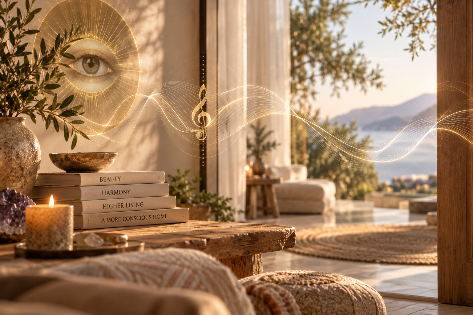 A luminous interior expressing the connection between perception, harmony and the home